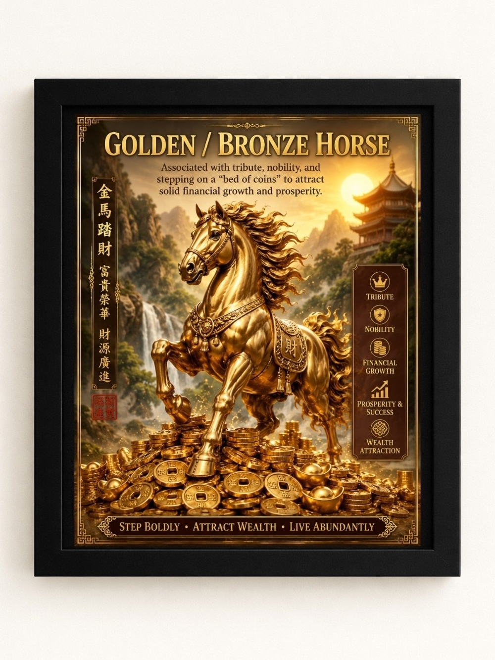 Golden/Bronze Horse 8x10 Framed A.I. Art Print